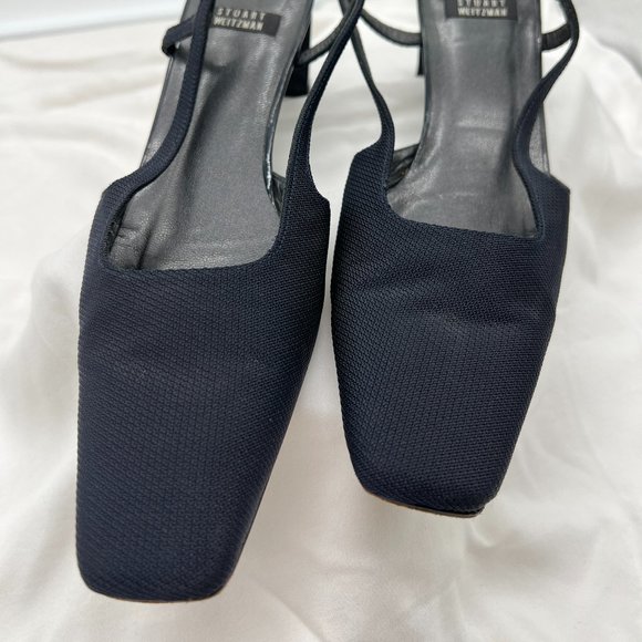 Stuart Weitzman fabric square toed sling back kitten heelsStuart Weitzman sling - Picture 2 of 6